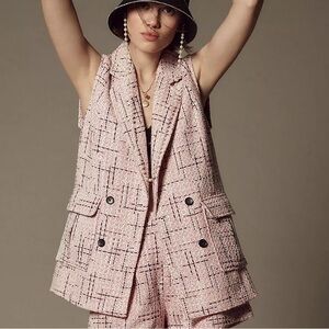 Maeve Pink Tweed Sleeveless Vest